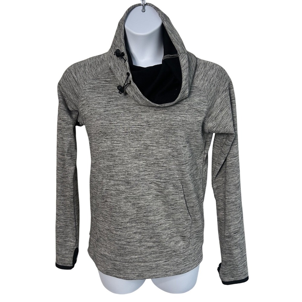 Forever 21 Womens Gray Space Dye‎ Cowl Neck Hoodie Thumbhole Activewear Medium